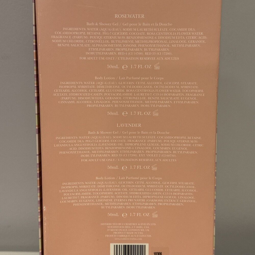 4pcs CRABTREE & EVELYN LA Lavender & Rosewater Mini CARE KIT 1.7 oz New - Picture 2 of 2